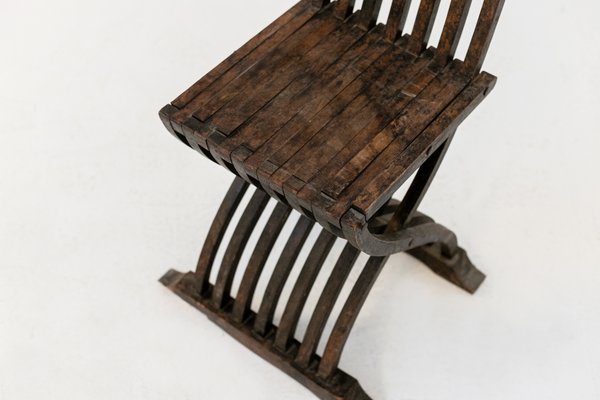 Italian Inlaid Wood Foldable Chair, 1930s-RCE-1398345