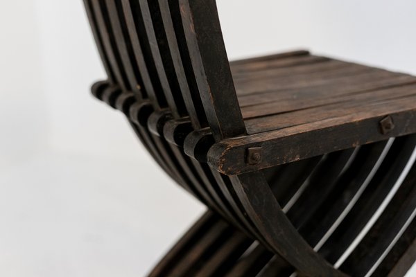 Italian Inlaid Wood Foldable Chair, 1930s-RCE-1398345