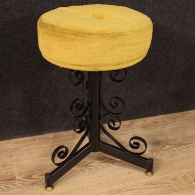 Italian Iron and Velvet Stools, 1970s, Set of 2-RP-831702