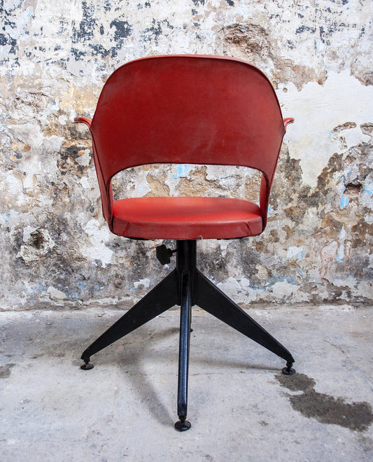 Italian Iron and Vinyl Swivel Chairs, 1950s, Set of 2