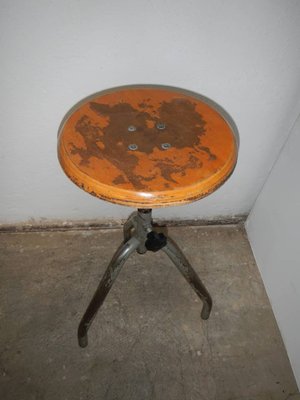 Italian Iron and Wood Stool, 1950s-WWQ-742896