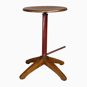 Italian Iron and Wood Stool, 1960s-YMJ-1823419