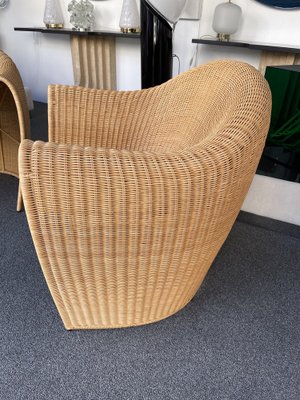 Italian King Tubby Armchairs inRattan by Platt & Young for Driade, 1998, Set of 2-FUE-1719934