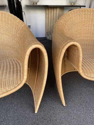 Italian King Tubby Armchairs inRattan by Platt & Young for Driade, 1998, Set of 2-FUE-1719934