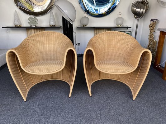 Italian King Tubby Armchairs inRattan by Platt & Young for Driade, 1998, Set of 2-FUE-1719934