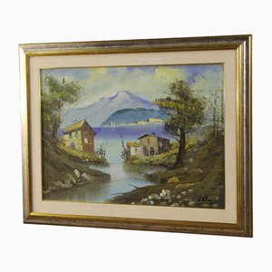 Italian Lake View, 1980, Oil on Canvas-RP-1822468