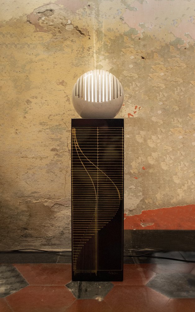 Italian Lamp Arpa Sculpture Produces the Sound of an Arpa by Alfredo Greek Lace for Zanotta, 1970s