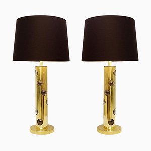 Italian Lamps in Brass and Glass, Set of 2-FGA-923326