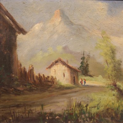 Italian Landscape, 20th-Century, Oil on Board, Framed-RP-1288878