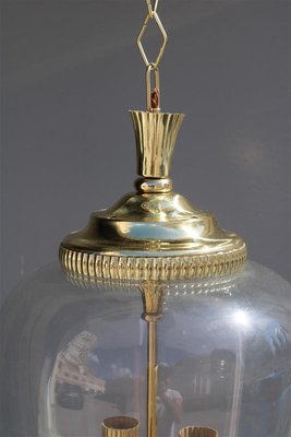 Italian Lantern anging Light in Brass and Murano Glass, 1940s-EH-1407431