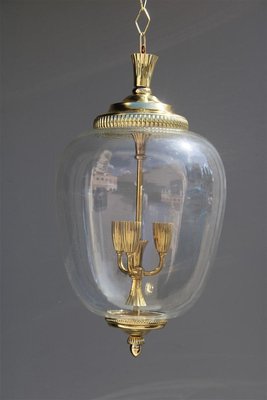 Italian Lantern anging Light in Brass and Murano Glass, 1940s-EH-1407431