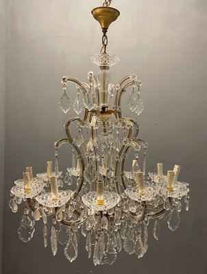 Italian Large Crystal Murano Glass Chandelier, 1950s-JJC-1056641