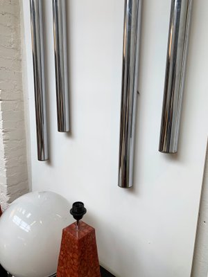 Italian Large Organs Metal Chrome Sconces from Reggiani. 1970s, Set of 2