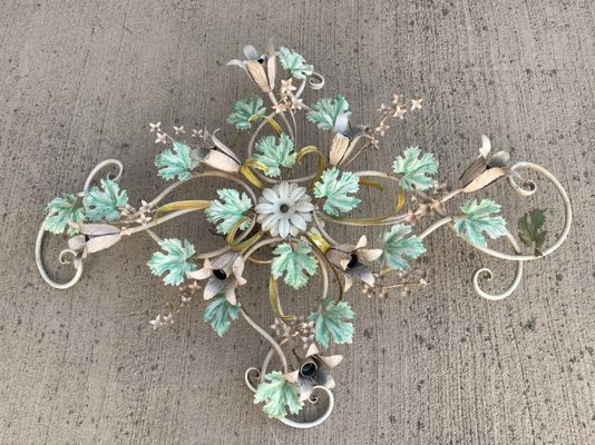 Italian Large Tole Grape Vine Flower Flush Mount-JJC-1005360