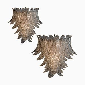 Italian Leaf Chandeliers in the Style of Barovier & Toso, Murano, Set of 2-OVO-1245618