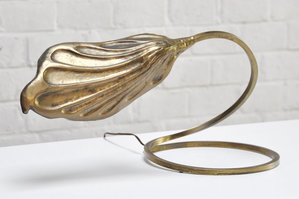 Italian Leaf Shaped Table Lamp in Brass by Tommaso Barbi for Carlo Giorgi, 1970s-WUY-1235836