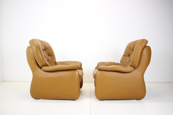 Italian Leather Armchairs, 1970s, Set of 2-TZ-1185413