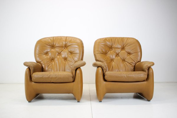 Italian Leather Armchairs, 1970s, Set of 2-TZ-1185413