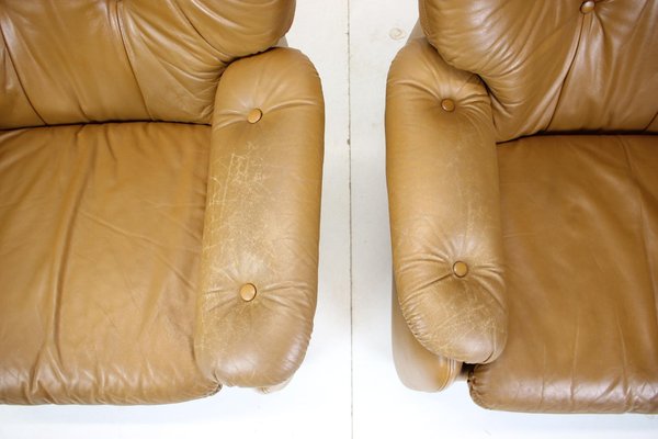 Italian Leather Armchairs, 1970s, Set of 2-TZ-1185413