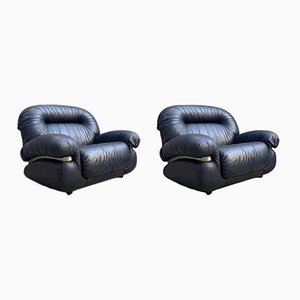 Italian Leather Armchairs, 1970s, Set of 2-YWH-1746048