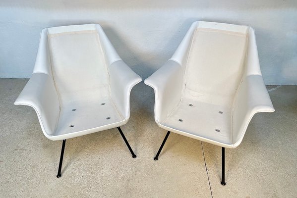 Italian Leather Club Chairs with Steel Tube Frames, 1950s, Set of 2-JP-1298510