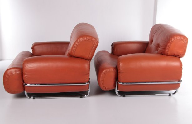 Italian Leather Lounge Chairs, 1970s, Set of 2-EZZ-1326175