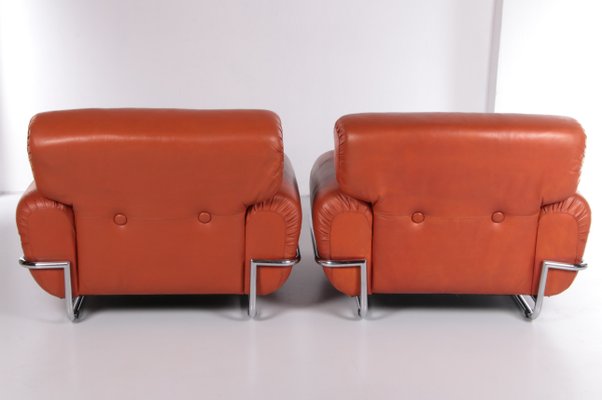 Italian Leather Lounge Chairs, 1970s, Set of 2-EZZ-1326175