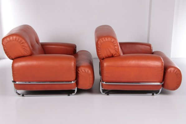 Italian Leather Lounge Chairs, 1970s, Set of 2-EZZ-1326175