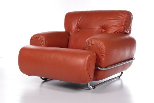 Italian Leather Lounge Chairs, 1970s, Set of 2-EZZ-1326175