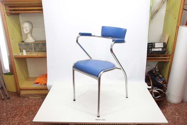 Italian Leatherette and Chromed Metal Chair, 1960s-RAQ-1756825