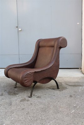 Italian Leatherette Armchair with Metal Feet, 1960s-EH-853016