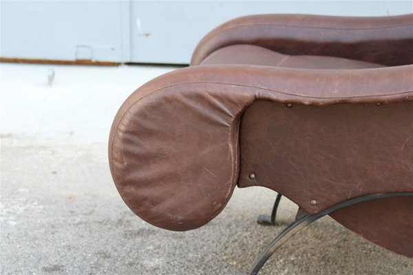 Italian Leatherette Armchair with Metal Feet, 1960s-EH-853016