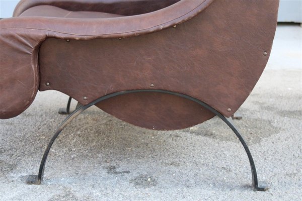 Italian Leatherette Armchair with Metal Feet, 1960s-EH-853016