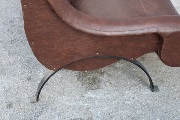 Italian Leatherette Armchair with Metal Feet, 1960s-EH-853016