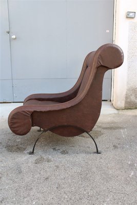 Italian Leatherette Armchair with Metal Feet, 1960s-EH-853016