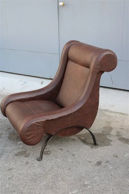 Italian Leatherette Armchair with Metal Feet, 1960s-EH-853016