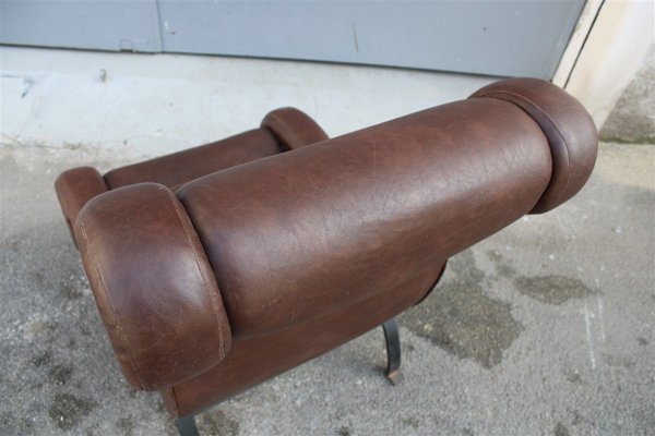 Italian Leatherette Armchair with Metal Feet, 1960s-EH-853016