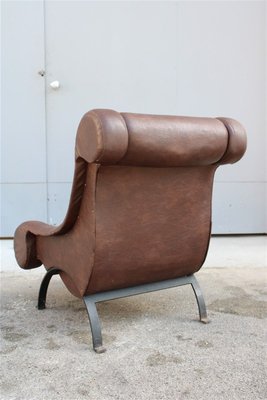 Italian Leatherette Armchair with Metal Feet, 1960s-EH-853016