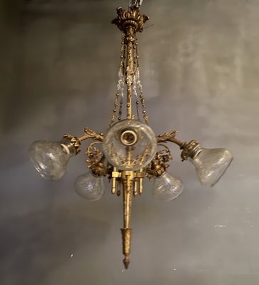 Italian Liberty Bronze Chandelier, 1940s-JJC-989122