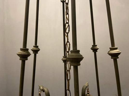 Italian Liberty Chandelier in Bronze, 1940s-JJC-1175397