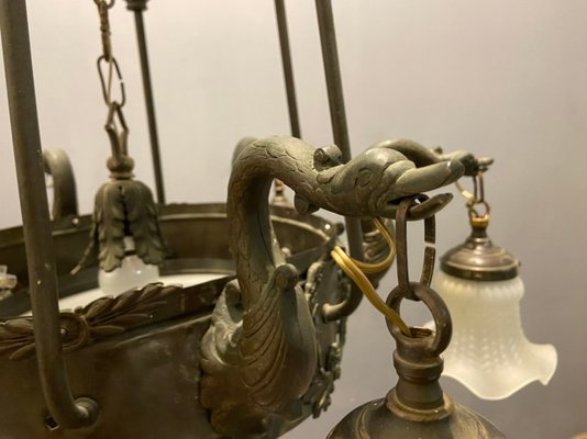 Italian Liberty Chandelier in Bronze, 1940s-JJC-1175397