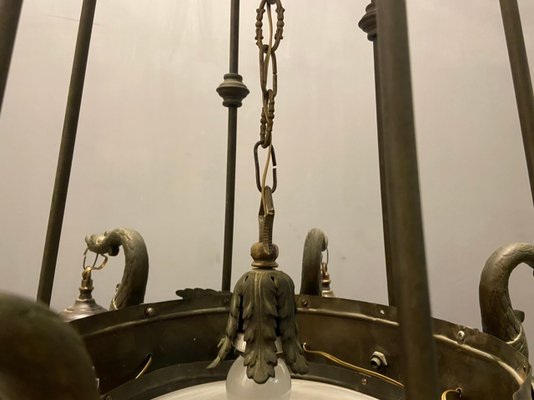 Italian Liberty Chandelier in Bronze, 1940s-JJC-1175397