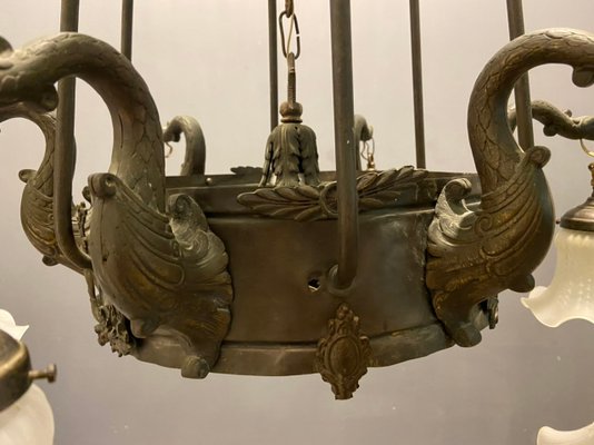 Italian Liberty Chandelier in Bronze, 1940s-JJC-1175397