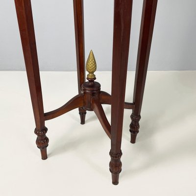 Italian Liberty Style Square Wooden High Column with Brass Details, 1940s-GDD-1819713