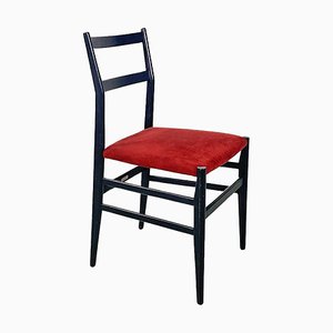 Italian Light Chair in Wood and Red Fabric by Gio Ponti for Cassina, 1951-GDD-1743381