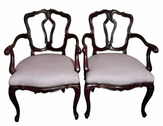 Italian Louis Philippe King Armchairs, 1870s, Set of 2