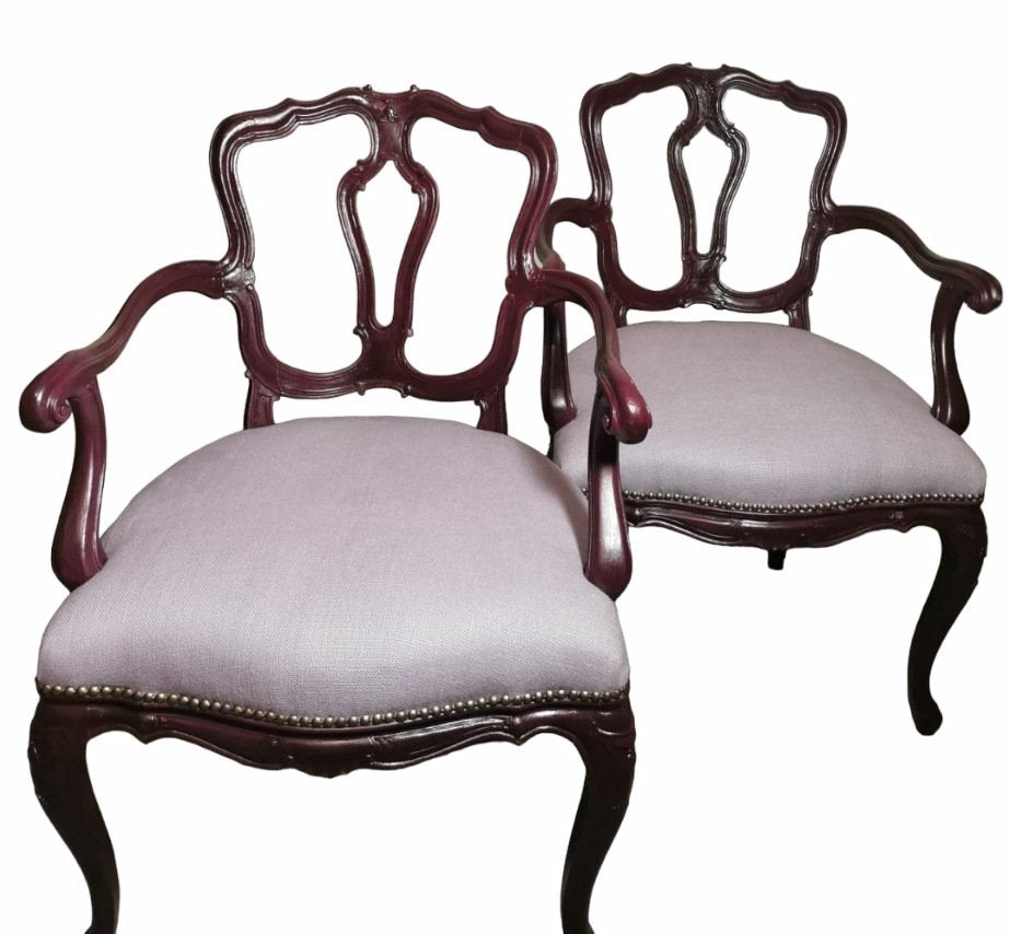 Italian Louis Philippe King Armchairs, 1870s, Set of 2