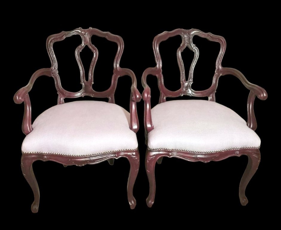 Italian Louis Philippe King Armchairs, 1870s, Set of 2