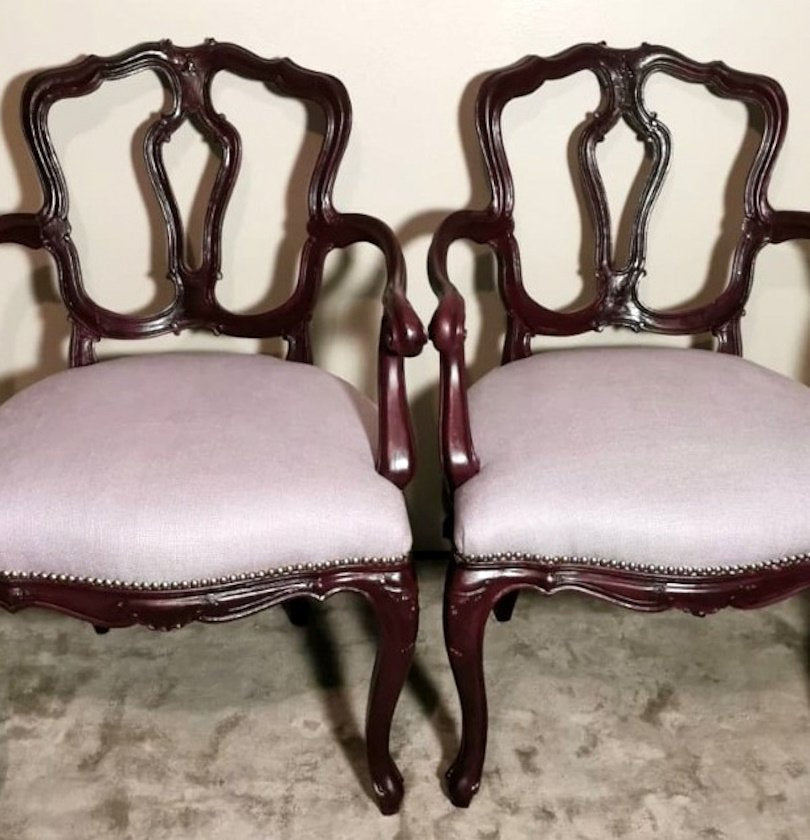 Italian Louis Philippe King Armchairs, 1870s, Set of 2