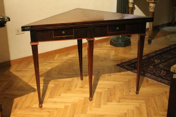 Italian Louis XVI Period Tulipwood and Kingwood Two Drawers Folding Table-AXE-1433445